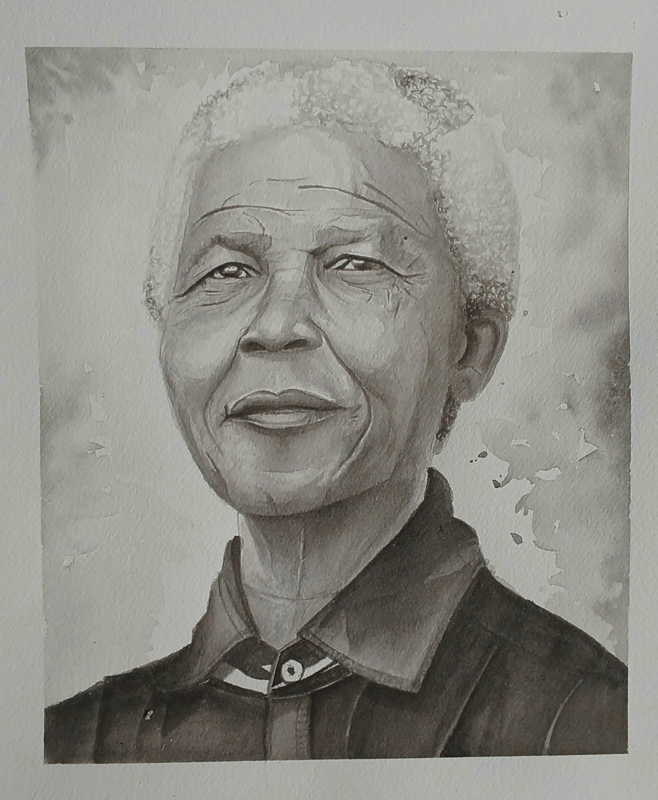 Portrait à l'aquarelle sépia de Nelson Mandela
